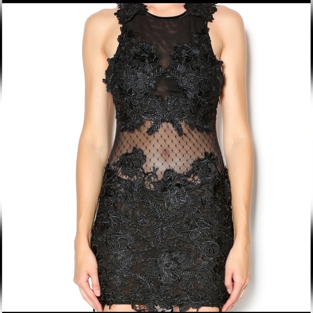 CQ by CQ Women’s Emerald Lace Sheer Mini Dress Small